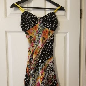 Black and yellow spagetti strap dress